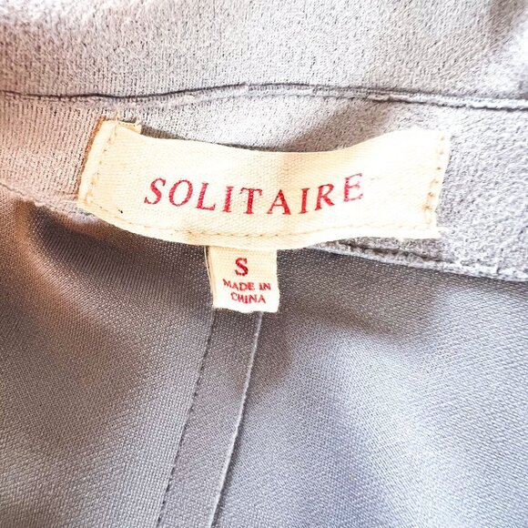 Solitaire by Anthropologie Sleeveless Long Faux Suede Jacket Size Medium in Tan - Picture 4 of 9